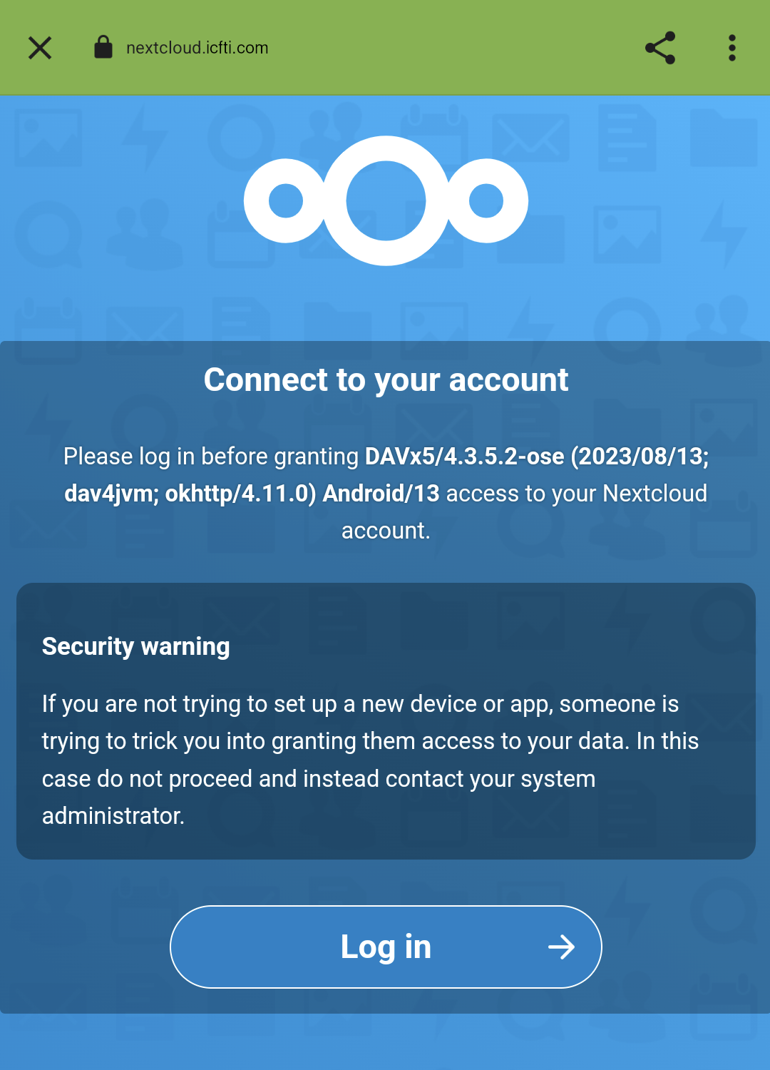 Nextcloud App - DAVx5 Connected