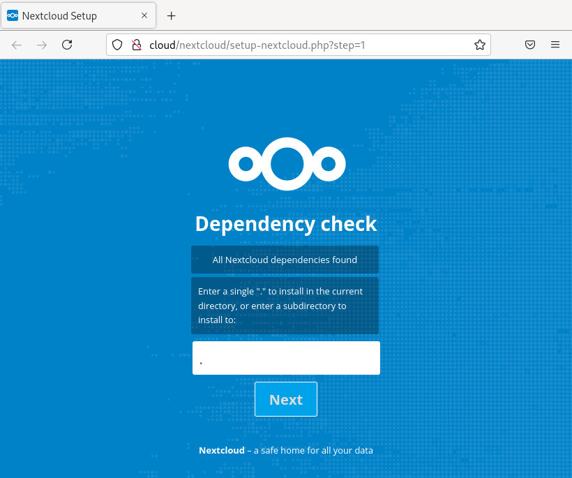 Nextcloud Web Installer - Folder Specification